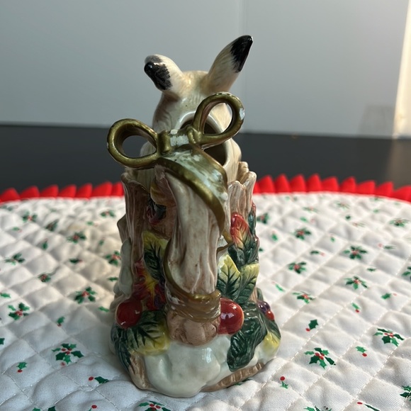 1996 Fitz and Floyd Christmas Holiday Rabbits Creamer Sugar Relish Dish - Picture 3 of 14